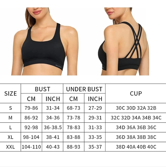 Relleciga Sports Bra Large Black - Picture 6 of 7